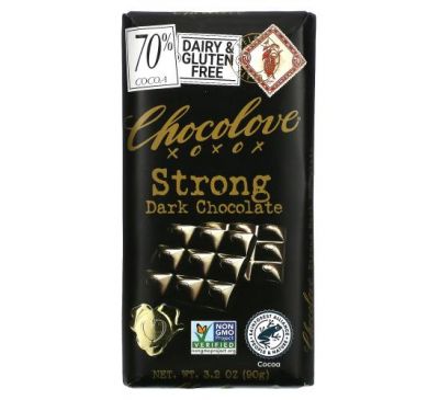 Chocolove, Strong Dark Chocolate, 70% Cocoa, 3.2 oz (90 g)