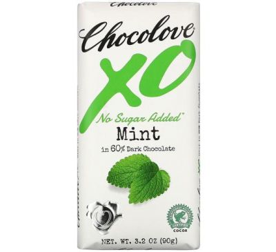 Chocolove, XO, Mint in 60% Dark Chocolate Bar, 3.2 oz ( 90 g)