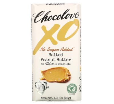 Chocolove, XO, Salted Peanut Butter in 40% Milk Chocolate Bar, 3.2 oz ( 90 g)