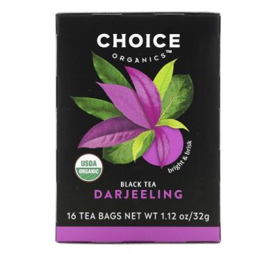Choice Organic Teas, Черный чай, Дарджилинг, 16 чайных пакетиков, 32 г (1,12 унции)