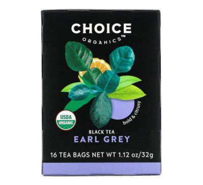 Choice Organic Teas, Black Tea, Earl Grey, 16 Tea Bags, 1.12 oz (32 g)