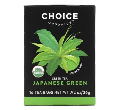 Choice Organic Teas, Green Tea, Japanese Green, 16 Tea Bags, .92 oz (26 g)