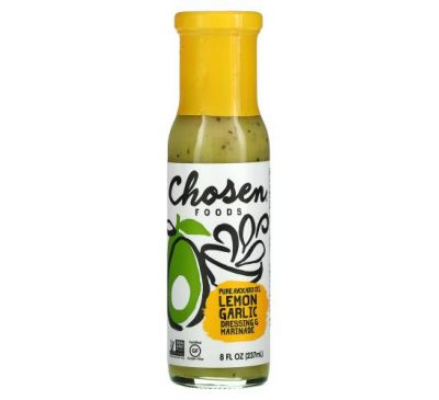 Chosen Foods, Чистое масло авокадо, заправка и маринад, лимон и чеснок, 237 мл (8 жидк. Унций)