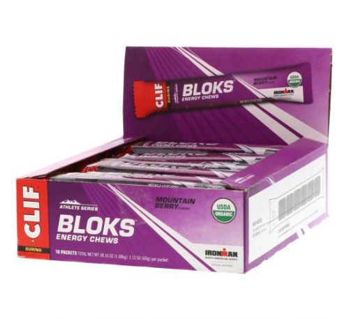 Clif Bar, Bloks Energy Chews, Mountain Berry Flavor , 18 Packets, 2.12 oz (60 g) Each