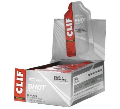 Clif Bar, Shot Energy Gel, Double Expresso + Caffeine, 24 Packets, 1.2 oz (34 g) Each