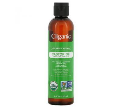 Cliganic, 100% Pure & Natural, Castor Oil, 8 fl oz (240 ml)
