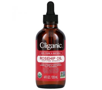 Cliganic, 100% Pure & Natural, Rosehip Oil, 4 fl oz (120 ml)