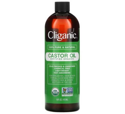 Cliganic, органическое касторовое масло, 473 мл (16 жидк. унций)