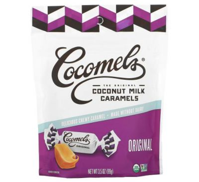 Cocomels, іриски з органічних інгредієнтів на кокосовому молоці, оригінальний рецепт, 100 г (3,5 унцій)