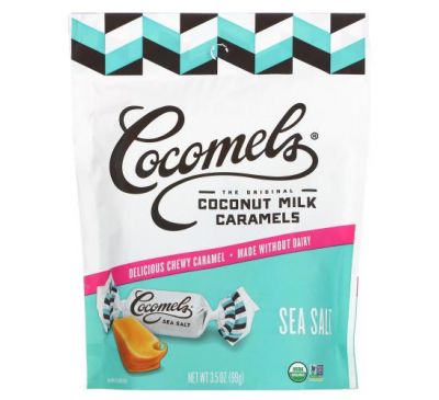 Cocomels, іриски з органічних інгредієнтів на кокосовому молоці з морською сіллю, 100 г (3,5 унцій)
