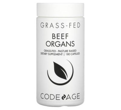 Codeage, Grass-Fed Beef Organs, Pasture-Raised, 180 Capsules