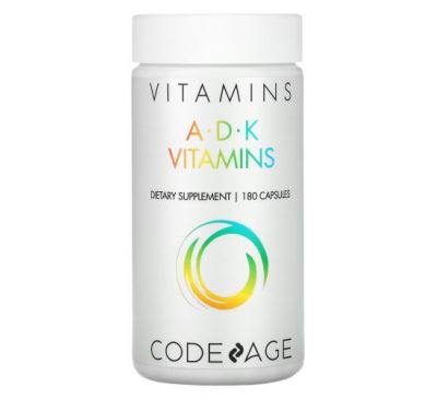 CodeAge, витамины A, D и K, 180 капсул