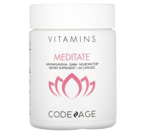 Codeage, Vitamins, Meditate, Ashwagandha, Gaba, Neurofactor, 60 Capsules