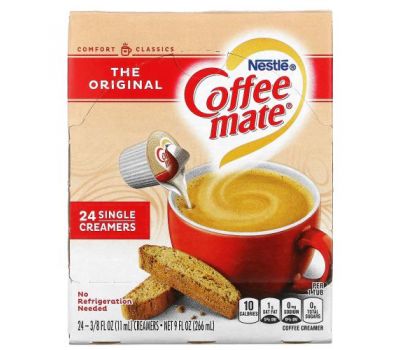 Coffee Mate, Comfort Classics, Оригінал, 24 одинарних крема, 3/8 жидких унцій (11 мл) кожна
