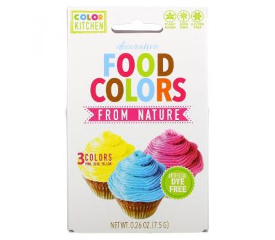 ColorKitchen, Decorative, Food Colors From Nature, 3 Color Packets, 0.26 oz (7.5 g)