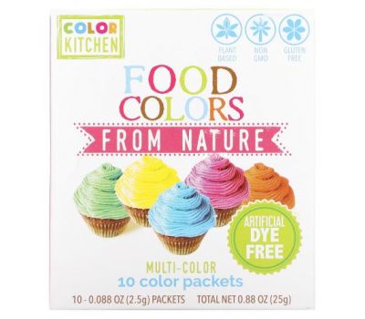 ColorKitchen, Food Colors From Nature, Multi-Color, 10 Packets, 0.088 oz (2.5 g) Each