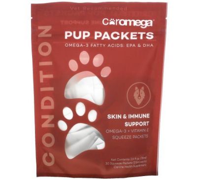 Coromega, Pup Packets, Skin & Immune Condition Support, 30 Squeeze Packets, 2.6 ml Each