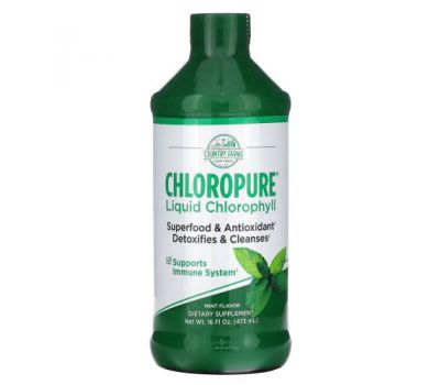 Country Farms, Chloropure Liquid Chlorophyll, Mint , 16 fl oz (473 ml)
