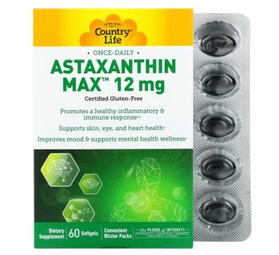 Country Life, Astaxanthin Max, 12 mg, 60 Softgels