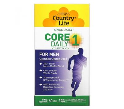 Country Life, Core Daily-1, мультивітаміни для чоловіків, 60 таблеток