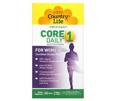 Country Life, Core Daily-1, мультивітаміни для жінок старше 50 років, 60 таблеток
