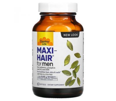 Country Life, Maxi-Hair для мужчин, 60 мягких желатиновых капсул