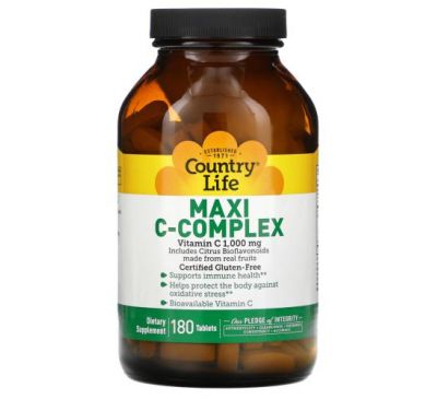 Country Life, Maxi C-Complex, 1,000 mg, 180 Tablets