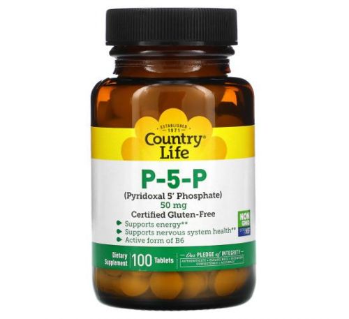 Country Life, П-5-Ф (пірідоксаль-5-фосфат), 50 мг, 100 таблеток
