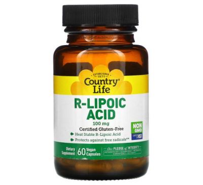 Country Life, R-Lipoic Acid, 100 mg, 60 Vegan Capsules