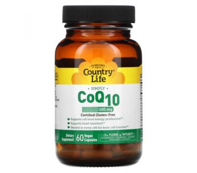 Country Life, Simply CoQ10, 100 mg, 60 Vegan Capsules