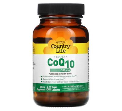 Country Life, Simply CoQ10, 100 mg, 60 Vegan Capsules