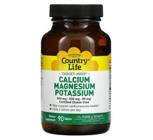 Country Life, Target-Mins, Calcium Magnesium Potassium, 90 Tablet