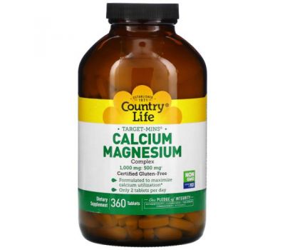 Country Life, Target-Mins Calcium-Magnesium Complex, 360 Tablets