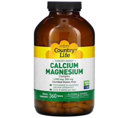 Country Life, Target-Mins Calcium-Magnesium Complex, 360 Tablets
