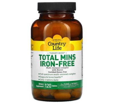 Country Life, Target-Mins Total Mins, Iron-Free, 120 Tablets