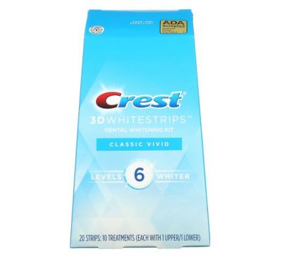 Crest, 3D Whitestrips, Dental Whitening Kit, Classic Vivid, 20 Strips