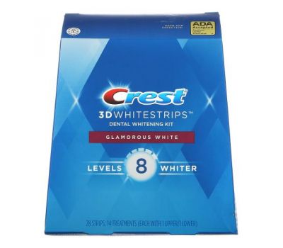 Crest, 3D Whitestrips, Dental Whitening Kit, Glamorous White, 28 Strips