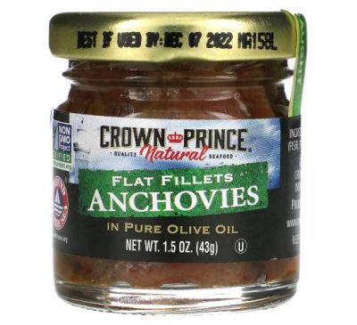 Crown Prince Natural, філе анчоусів у чистій оливковій олії, 43 г (1,5 унції)