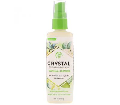 Crystal Body Deodorant, натуральний дезодорант-спрей, ваніль і жасмин, 118 мл (4 рідк. унції)