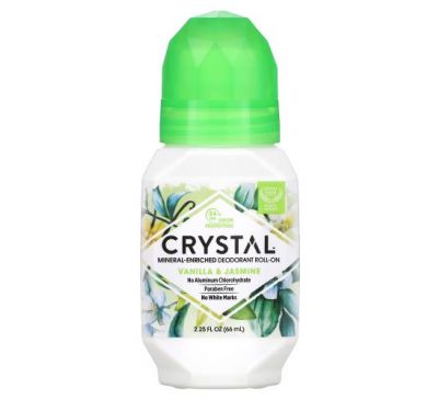 Crystal Body Deodorant, натуральний дезодорант з кульковим аплікатором, ваніль і жасмин, 66 мл (2,25 рідк. унції)