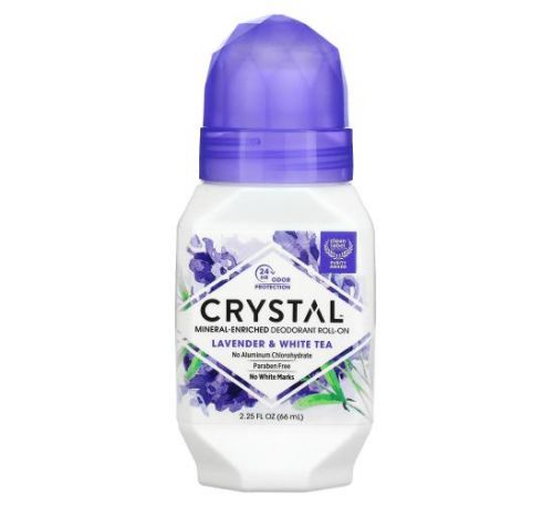 Crystal Body Deodorant, натуральний кульковий дезодорант, лаванда та білий чай, 66 мл (2,25 унції)