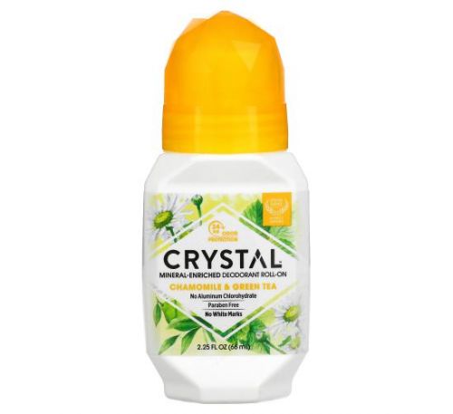 Crystal Body Deodorant, натуральний кульковий дезодорант, ромашка та зелений чай, 66 мл(2,25 унції)