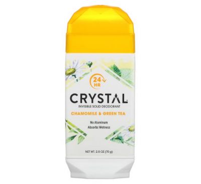 Crystal Body Deodorant, невидимий твердий дезодорант, ромашка та зелений чай, 70 г (2,5 унції)