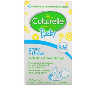 Culturelle, Probiotics, Baby, Grow + Thrive, Probiotics + Vitamin D Drops, 0-12 Months, 0.30 fl oz (9 ml)