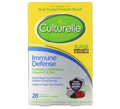 Culturelle, Probiotics, Immune Defense, Mixed Berry Flavor, 28 Chewable Tablets