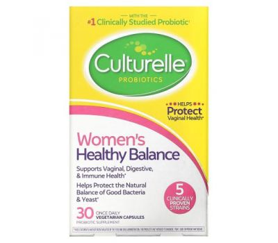 Culturelle, Probiotics, Women's Healthy Balance, 30 Once Daily Vegetarian Capsules