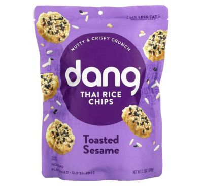 Dang, Тайские рисовые чипсы, поджаренный кунжут, 3,5 унции (100 г)