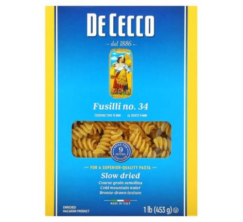 De Cecco, Fusilli No. 34, 1 lb (453 g)