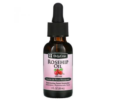 De La Cruz, Rosehip Oil, 100% Pure, Rejuvenating Facial Moisturizer, 1 fl oz (30 ml)