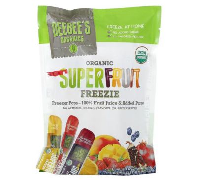 Deebee's Organic, Superfruit Freezie, Assorted Flavors, 10 Bars, 1.35 fl oz (40 ml) Each